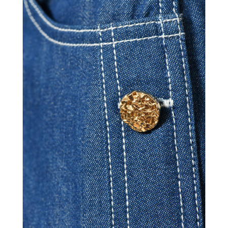 Pantalon denim large avec boutons dorés latéraux Edward Achour