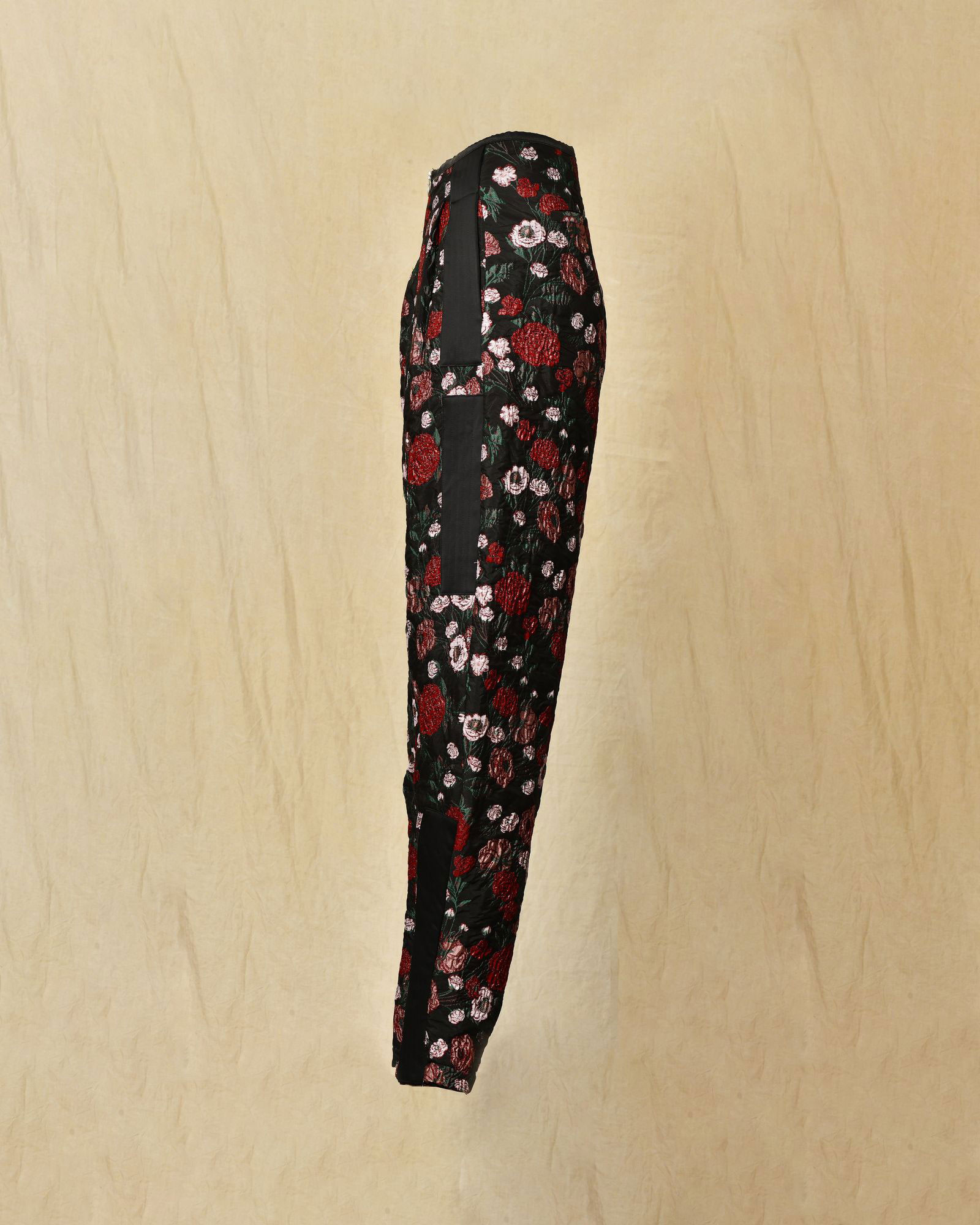 Pantalon noir à imprimé floral rouge Malloni