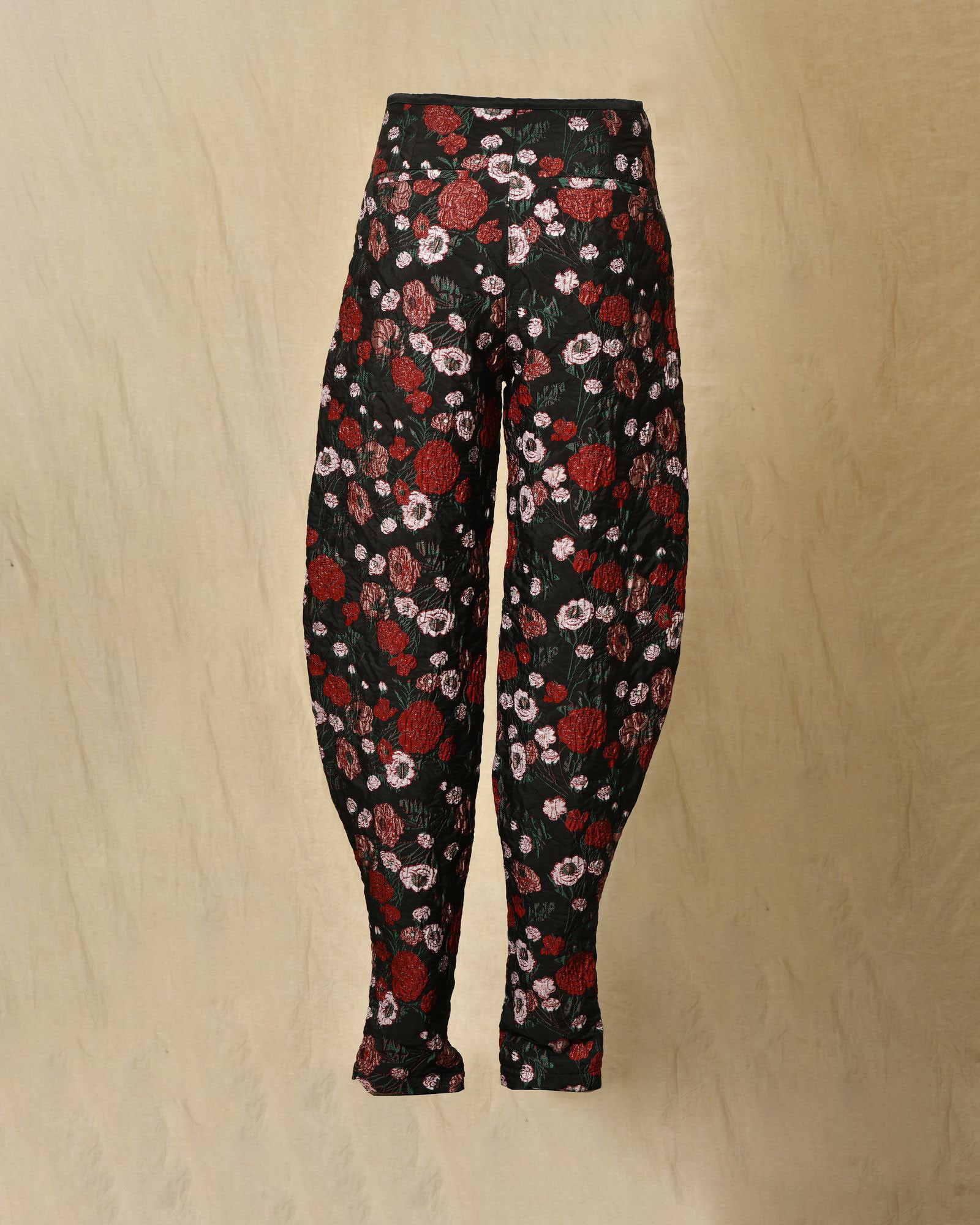 Pantalon noir à imprimé floral rouge Malloni