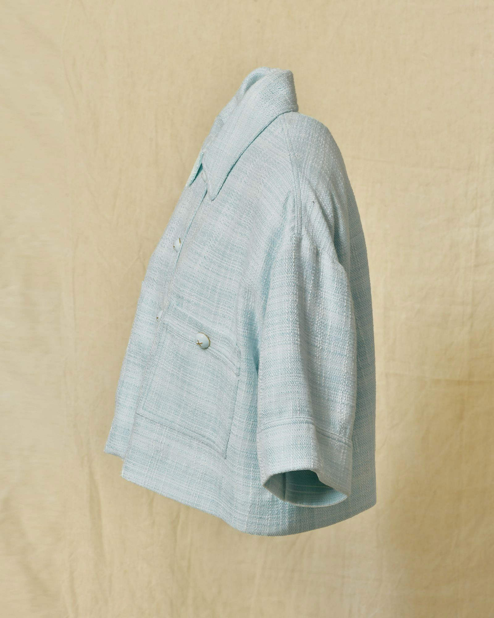 Veste raccourcie en tweed bleu Edward Achour