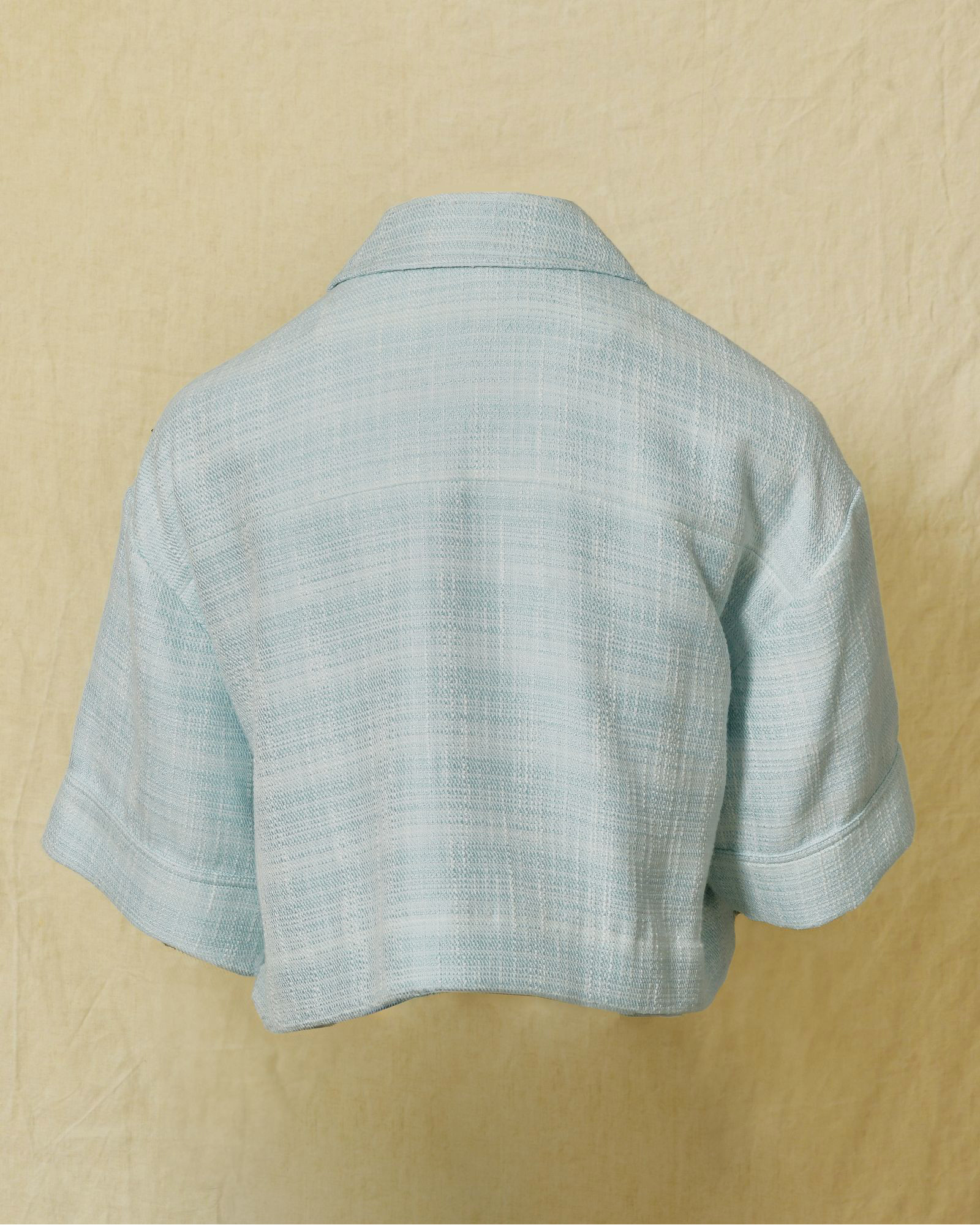 Veste raccourcie en tweed bleu Edward Achour