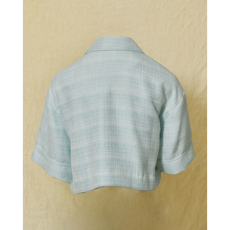 Veste raccourcie en tweed bleu Edward Achour