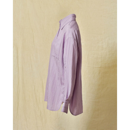 Chemise oversize à rayures contrastantes violette Manuel Ritz