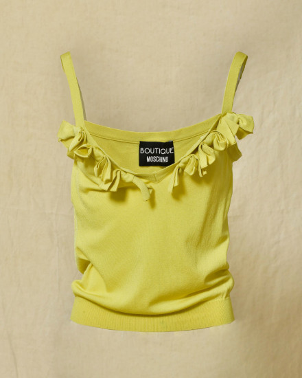 Top en maille fine jaune Moschino