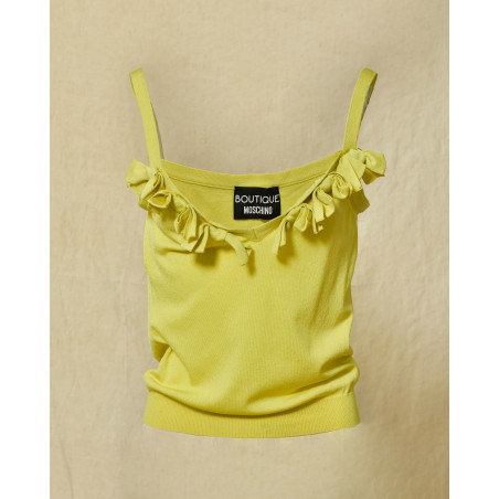 Top en maille fine jaune Moschino