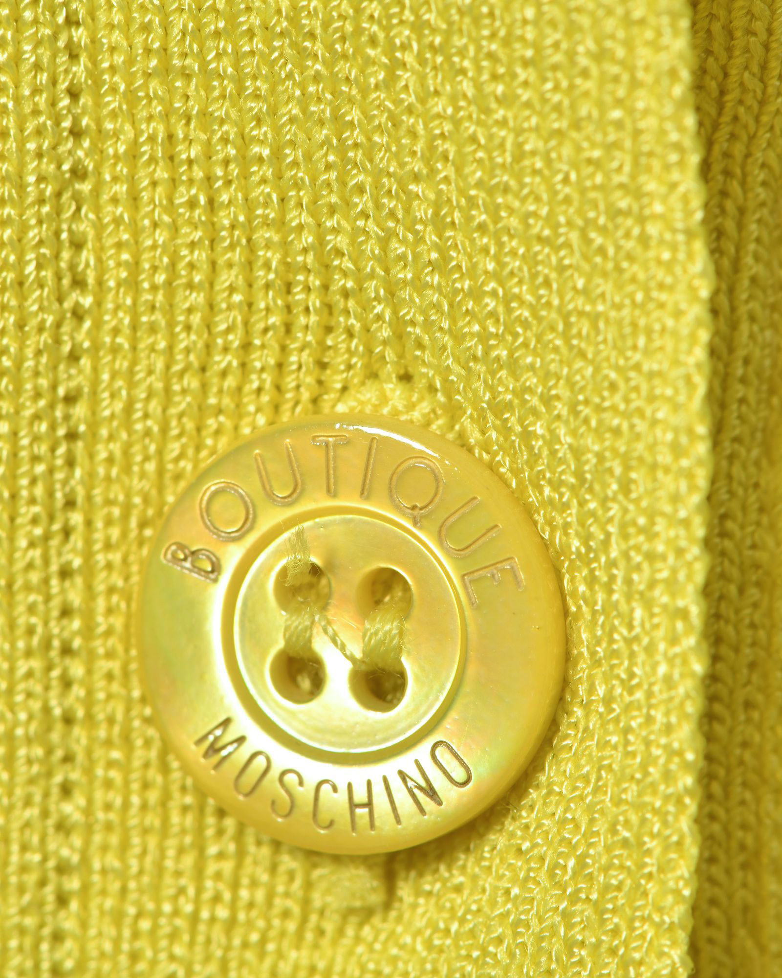 Cardigan en maille fine jaune Moschino