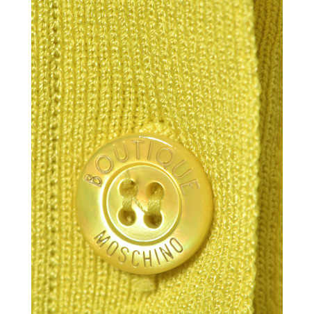 Cardigan en maille fine jaune Moschino