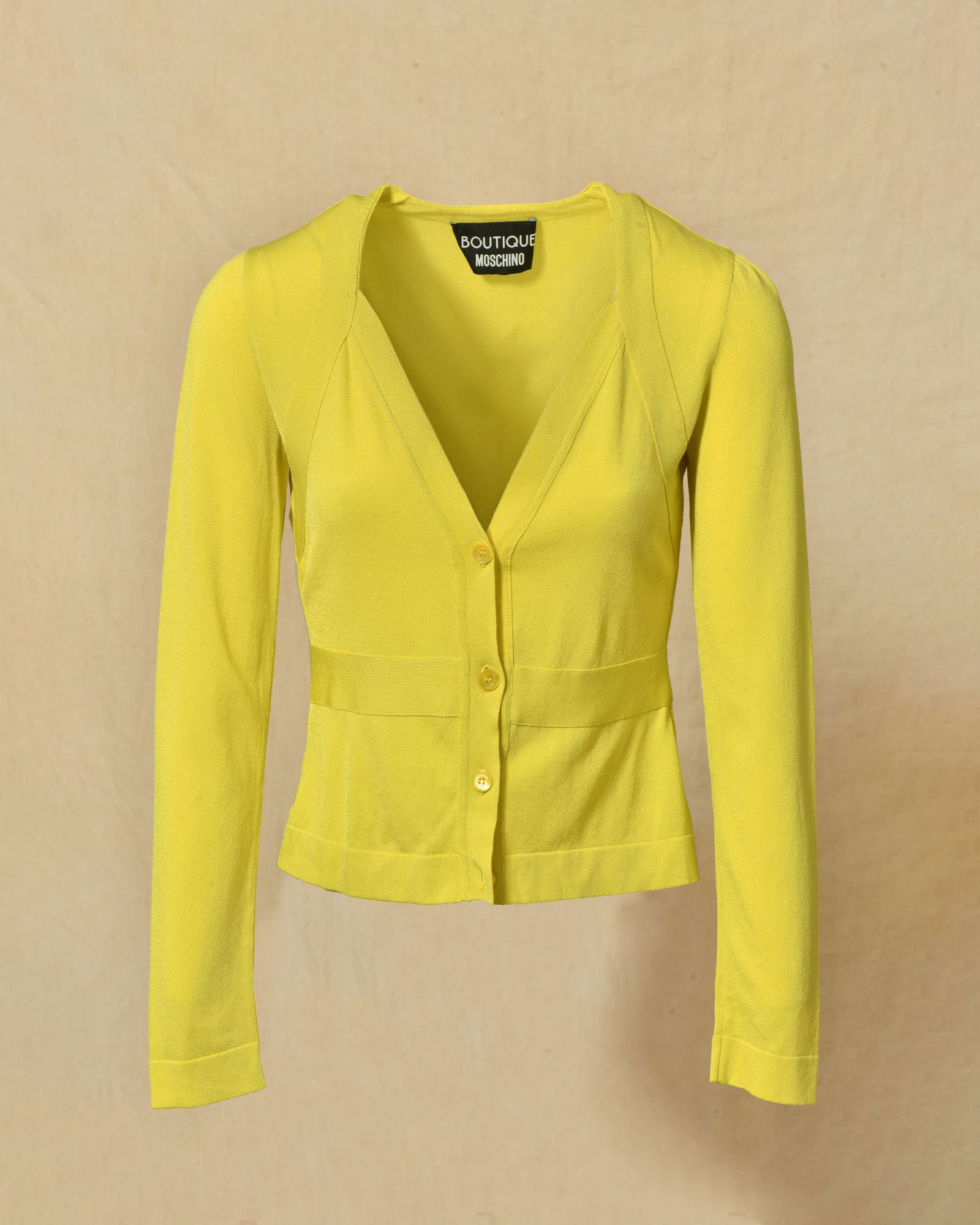 Cardigan en maille fine jaune Moschino