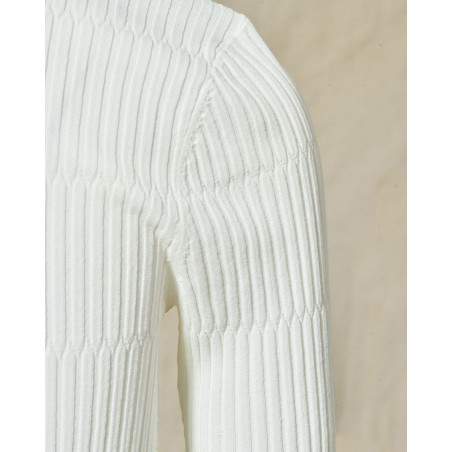 Top côtelé blanc à manches courtes Edward Achour