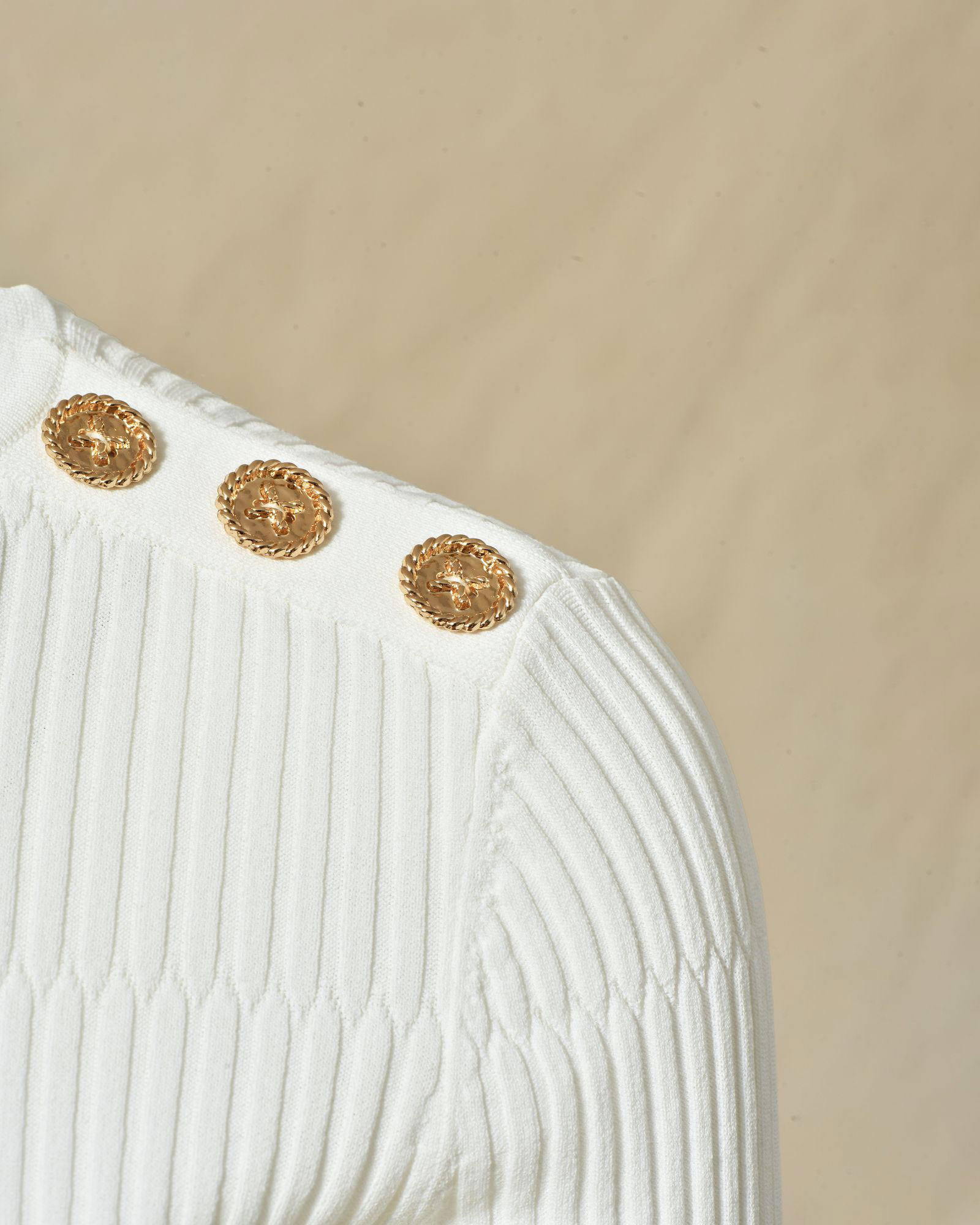 Top côtelé blanc à manches courtes Edward Achour