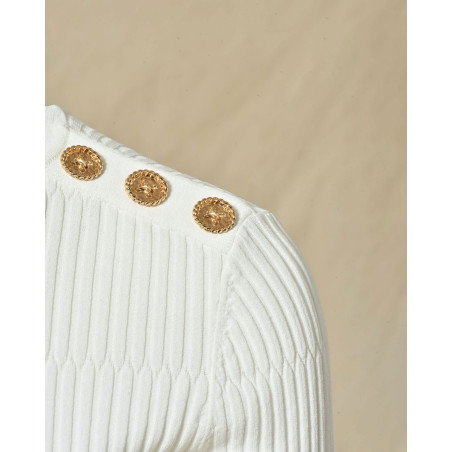 Top côtelé blanc à manches courtes Edward Achour