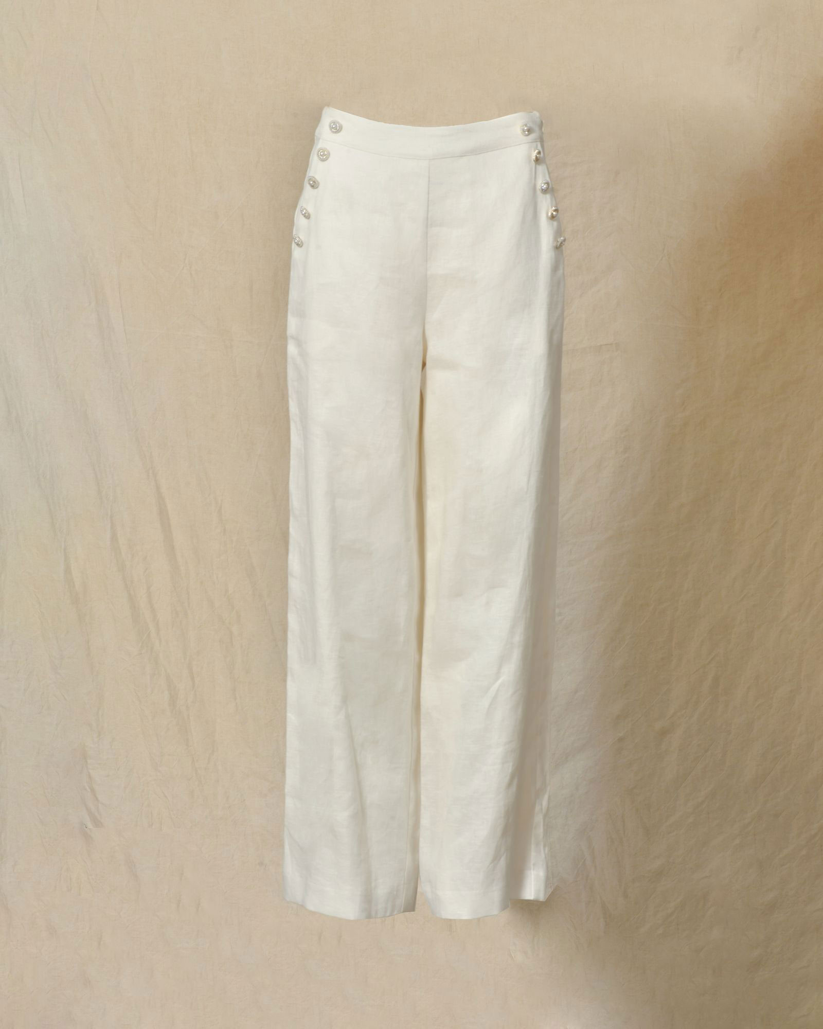 Pantalon en lin blanc Edward Achour