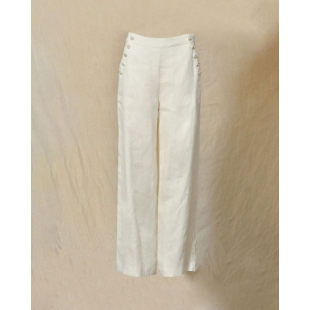 Pantalon en lin blanc Edward Achour