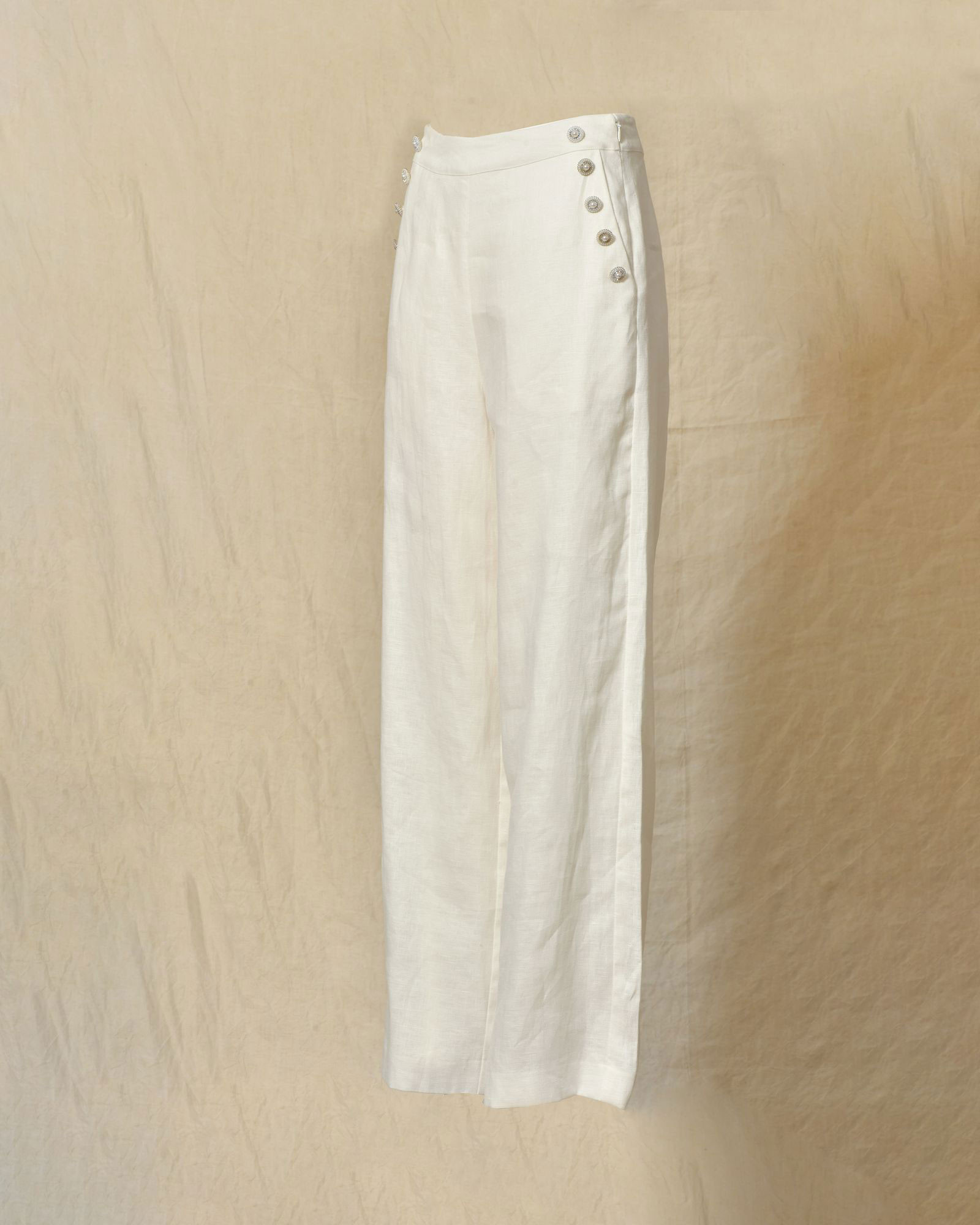 Pantalon en lin blanc Edward Achour
