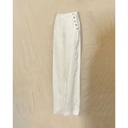 Pantalon en lin blanc Edward Achour