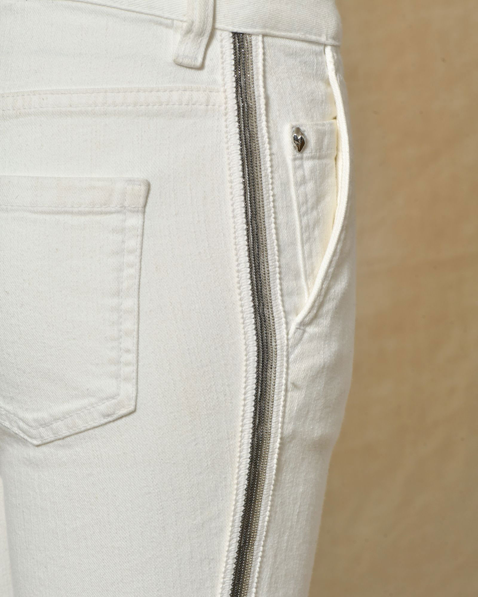 Jean blanc avec galon de perles sur les côtés Just Cavalli