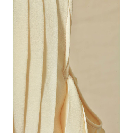 Top à volants et épaules dénudées beige Edward Achour