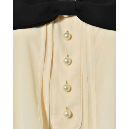 Top à volants beige à nœud Edward Achour