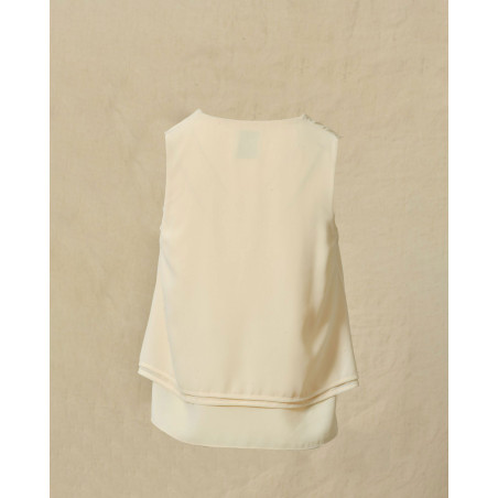 Top à volants beige à nœud Edward Achour
