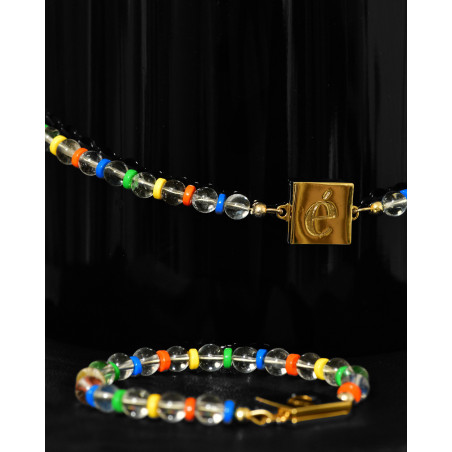 Bracelet perles transparentes multicolores Eliou