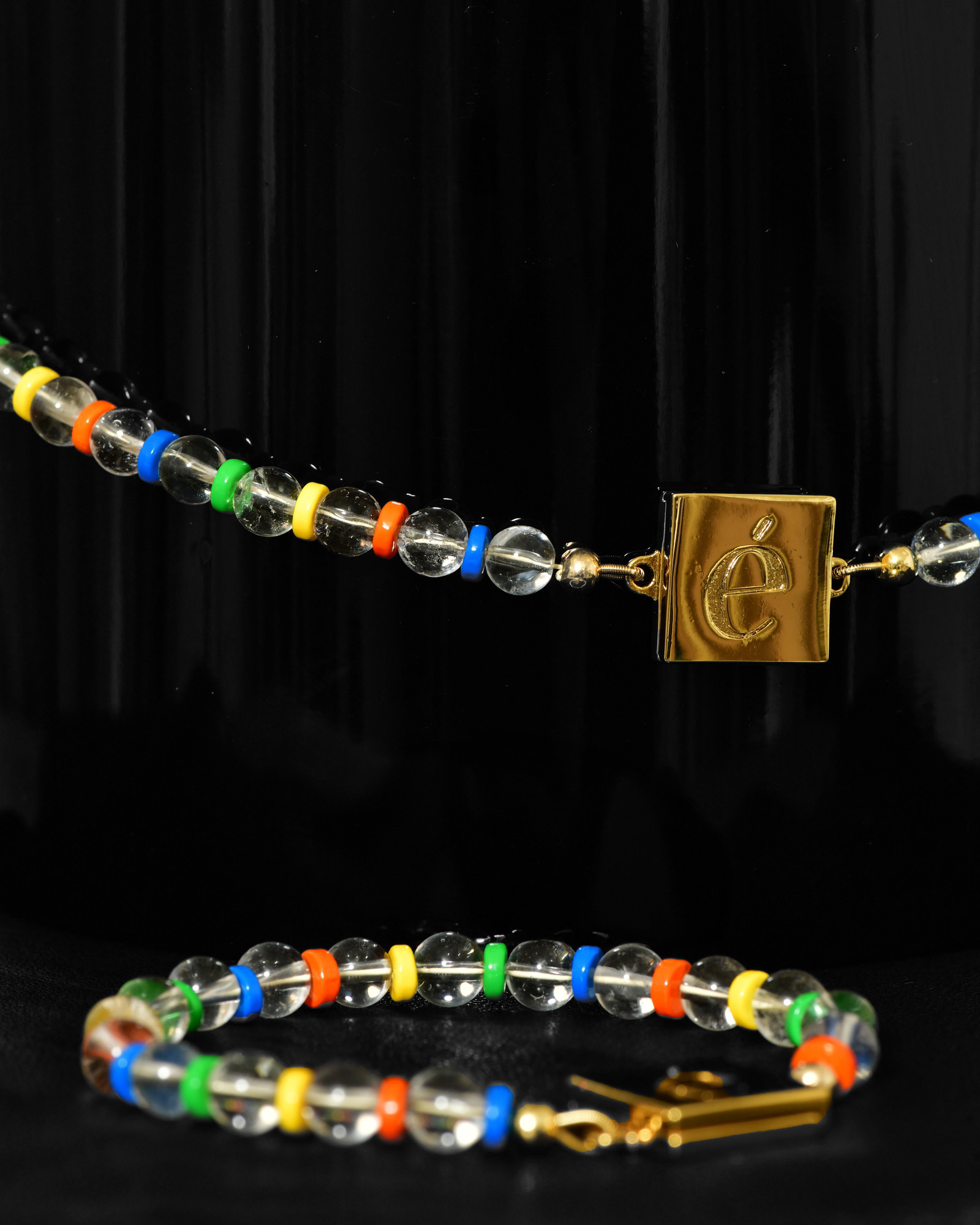 Collier perles transparentes multicolores Eliou