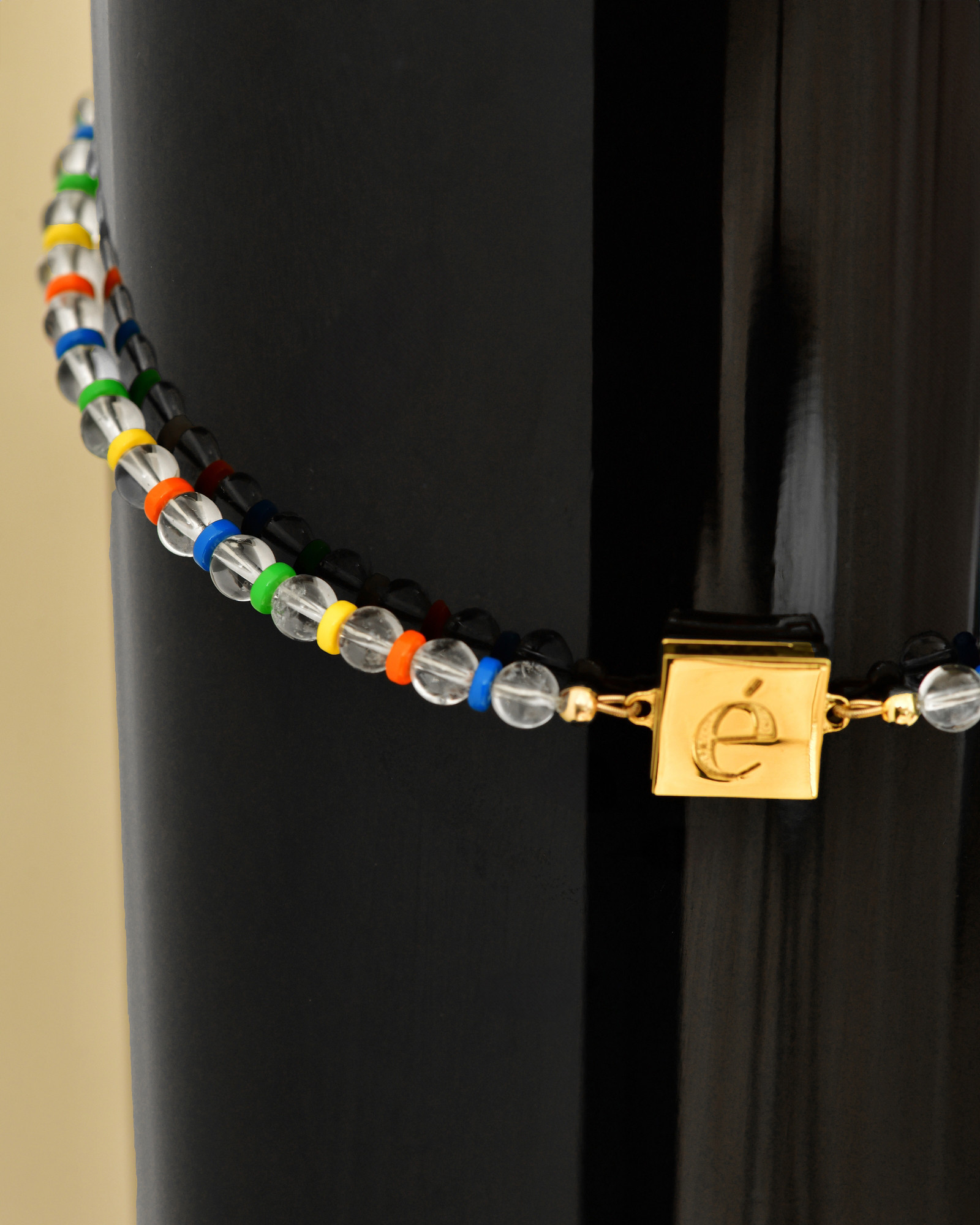 Collier perles transparentes multicolores Eliou