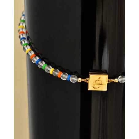 Collier perles transparentes multicolores Eliou