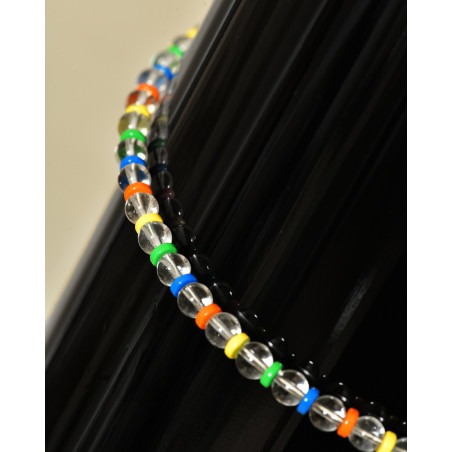 Collier perles transparentes multicolores Eliou