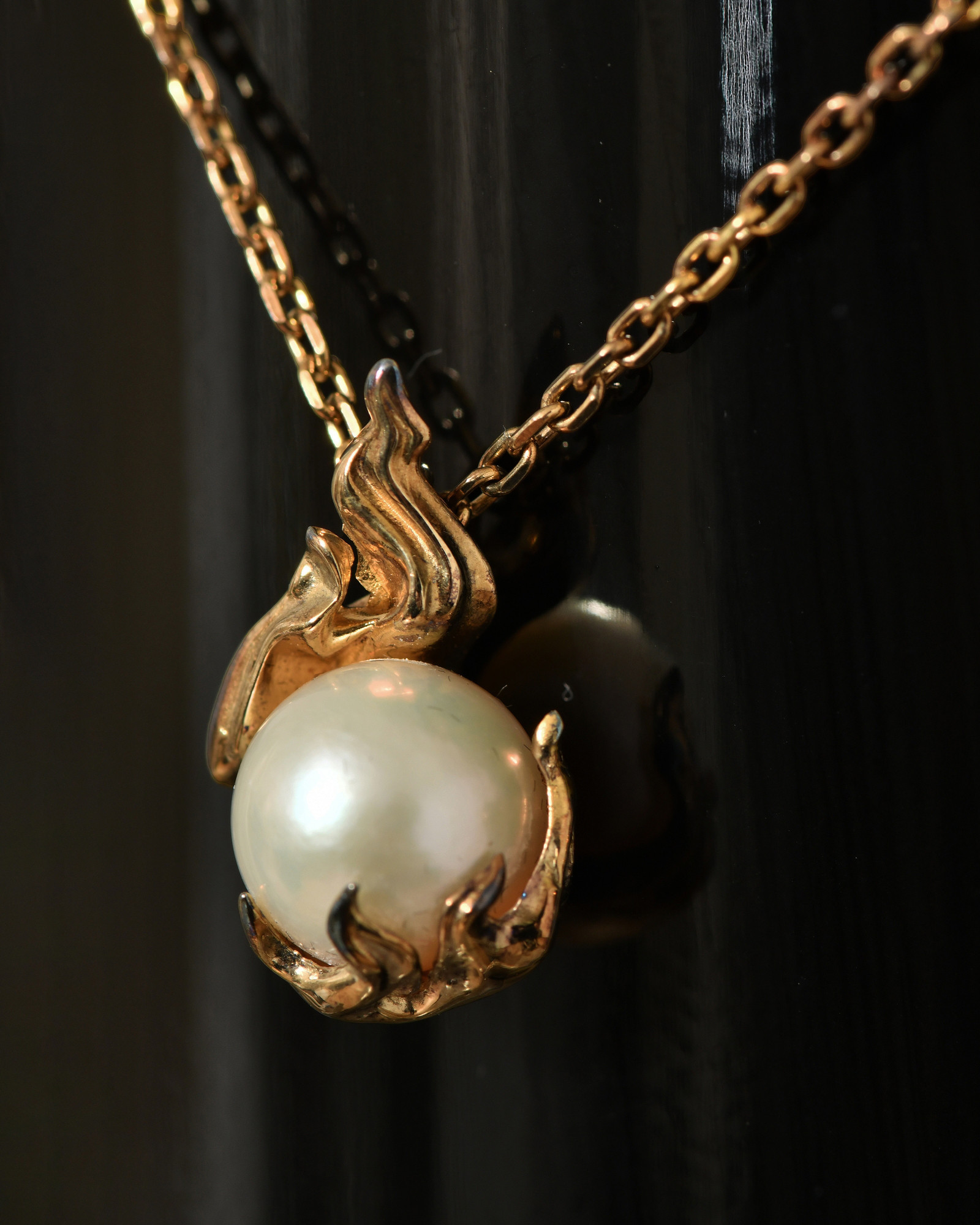 Collier à pendentif perle doré Alan Crocetti