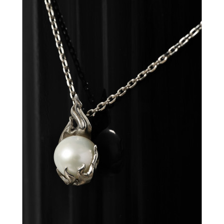 Collier à pendentif perle argenté Alan Crocetti