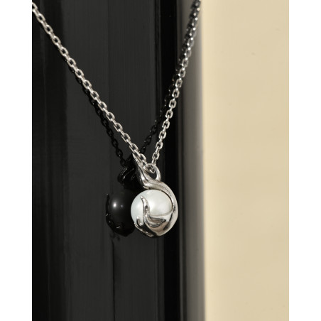 Collier à pendentif perle argenté Alan Crocetti