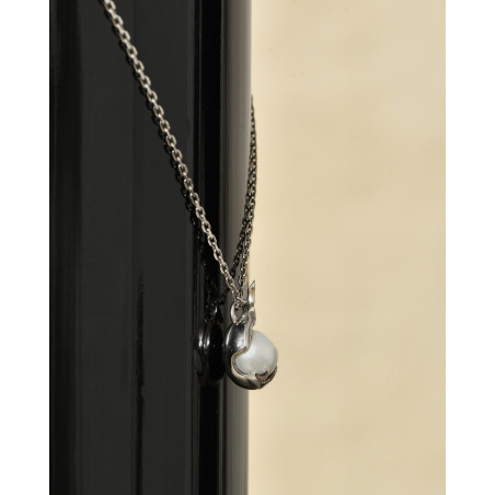 Collier à pendentif perle argenté Alan Crocetti