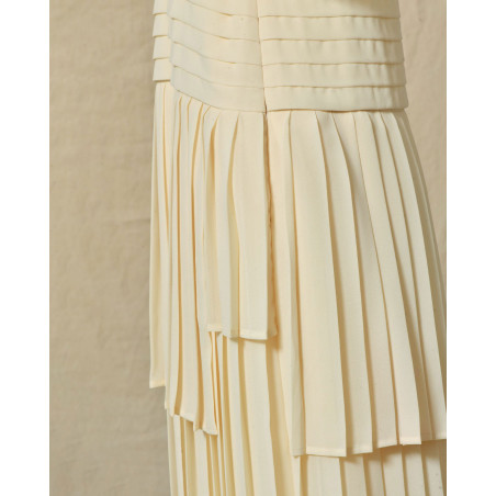 Robe plissée à volants beige Edward Achour