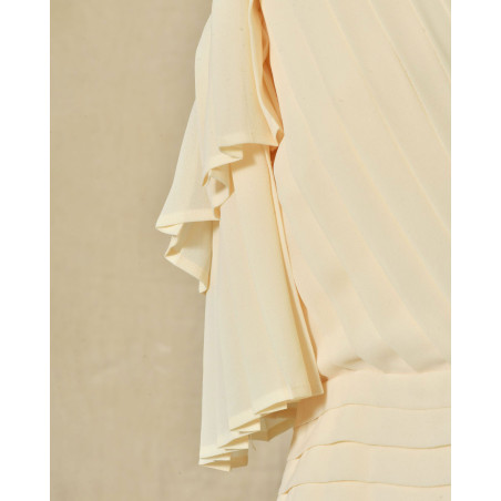Robe plissée à volants beige Edward Achour