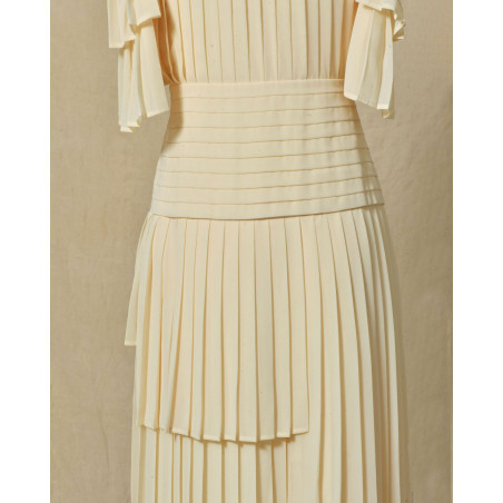 Robe plissée à volants beige Edward Achour
