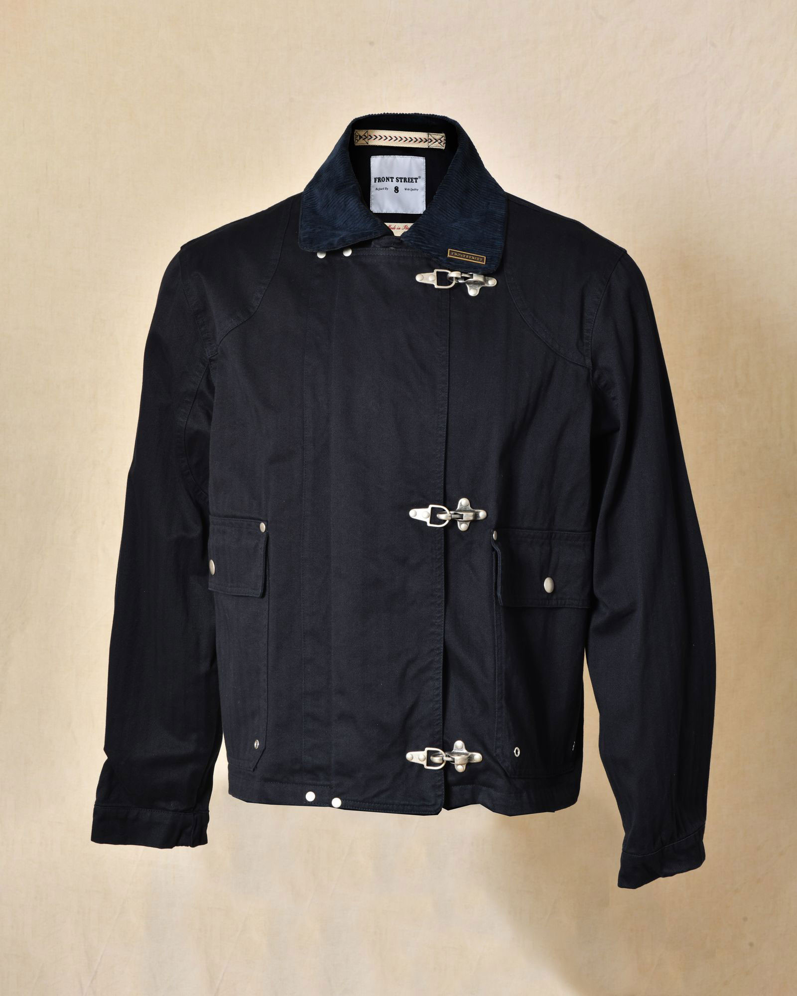 Blouson cargo à col côtelé bleu Front Street