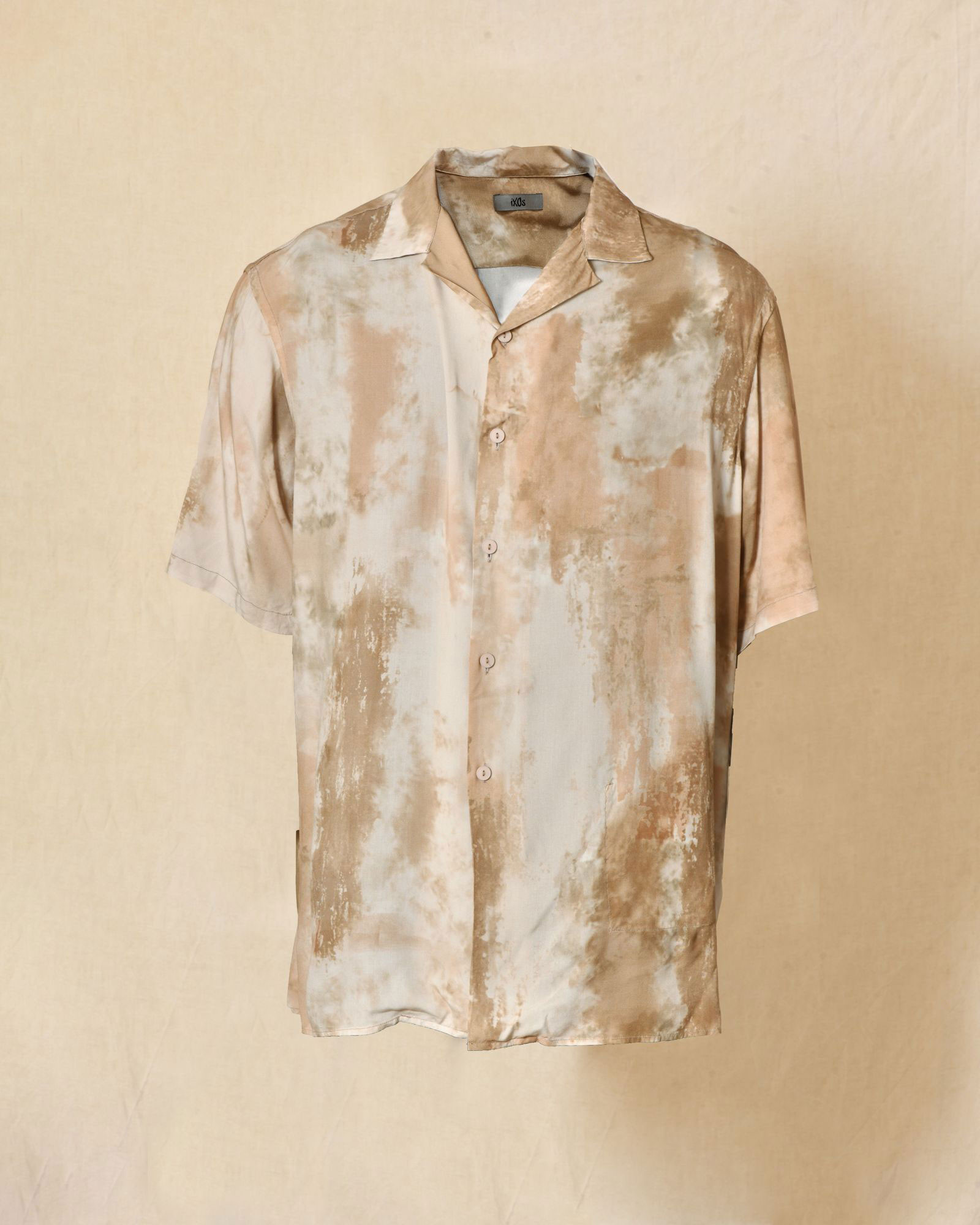 Chemise manches courtes beige effet délavé Ixos