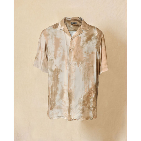Chemise manches courtes beige effet délavé Ixos
