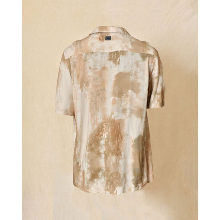 Chemise manches courtes beige effet délavé Ixos