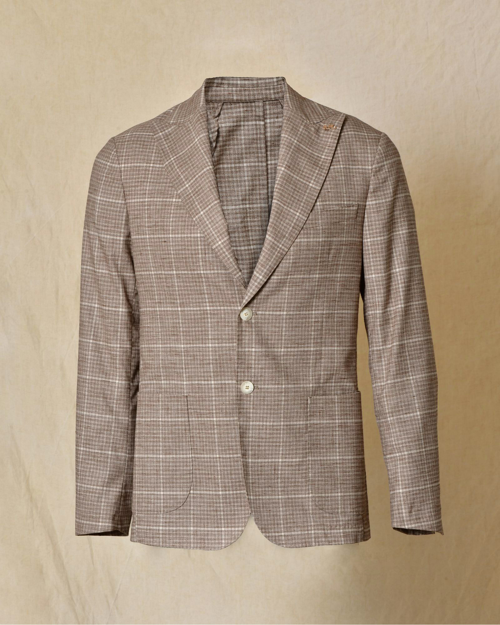 Costume à carreaux en laine beige RPL