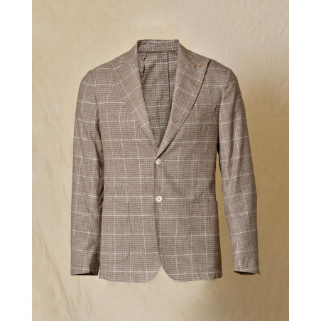 Costume à carreaux en laine beige RPL