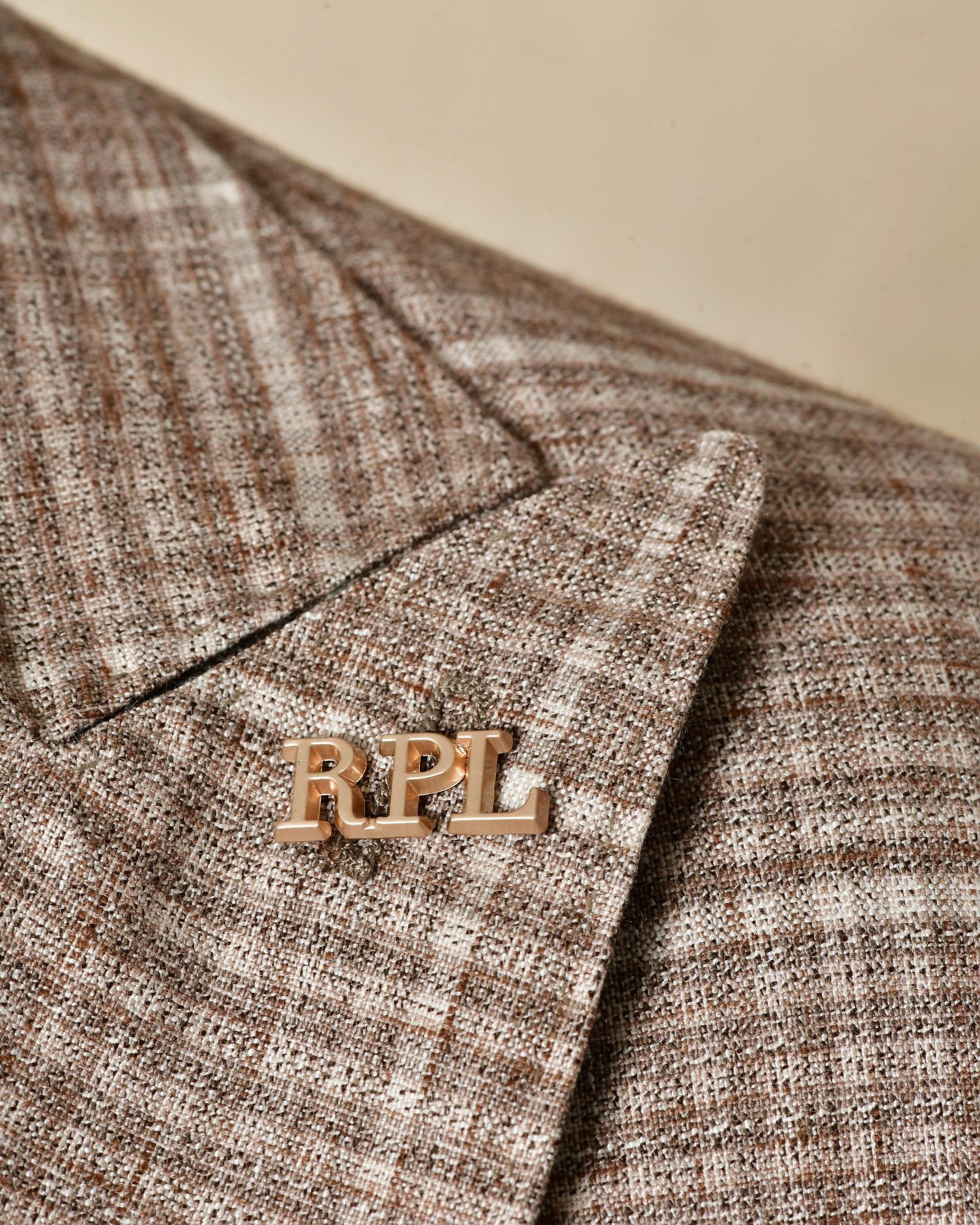 Costume à carreaux en laine beige RPL