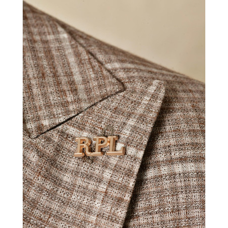 Costume à carreaux en laine beige RPL