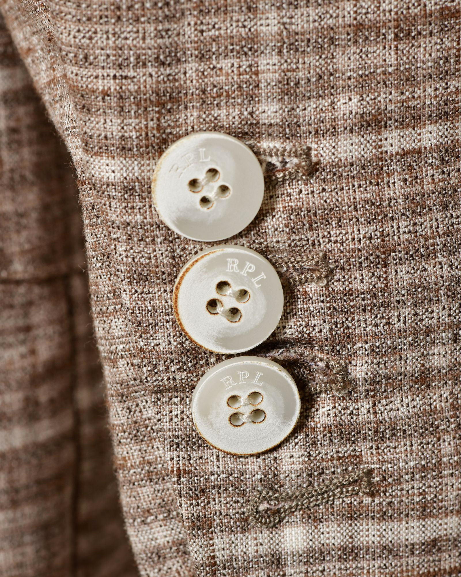 Costume à carreaux en laine beige RPL