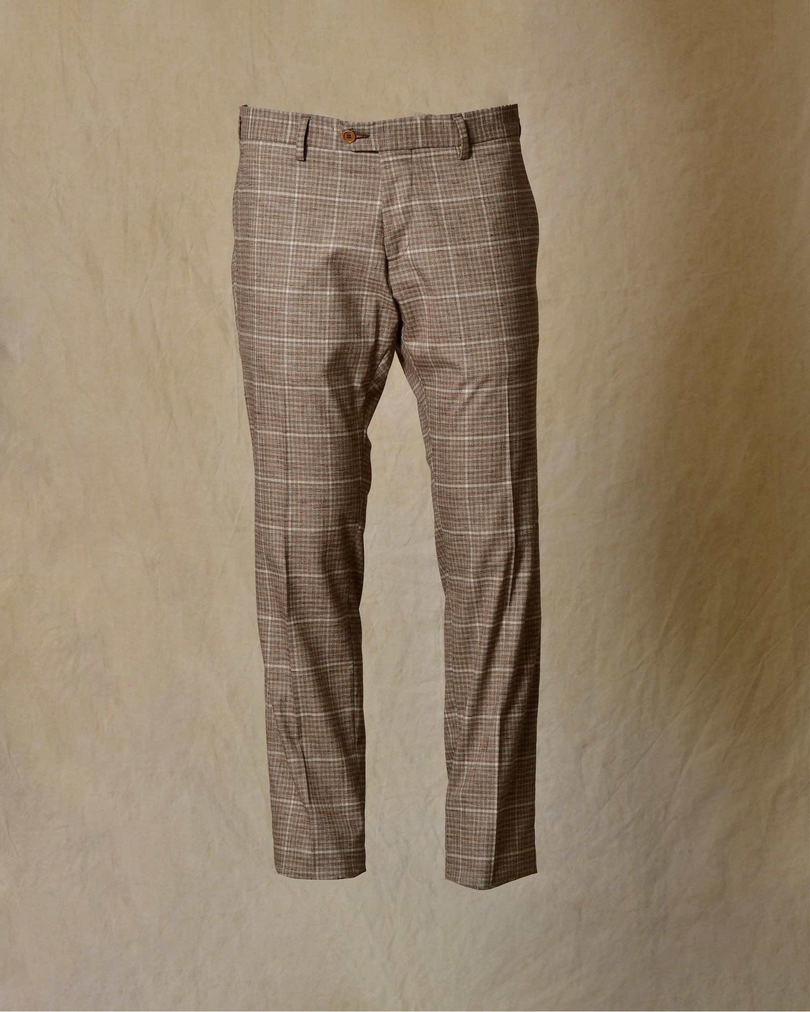 Costume à carreaux en laine beige RPL