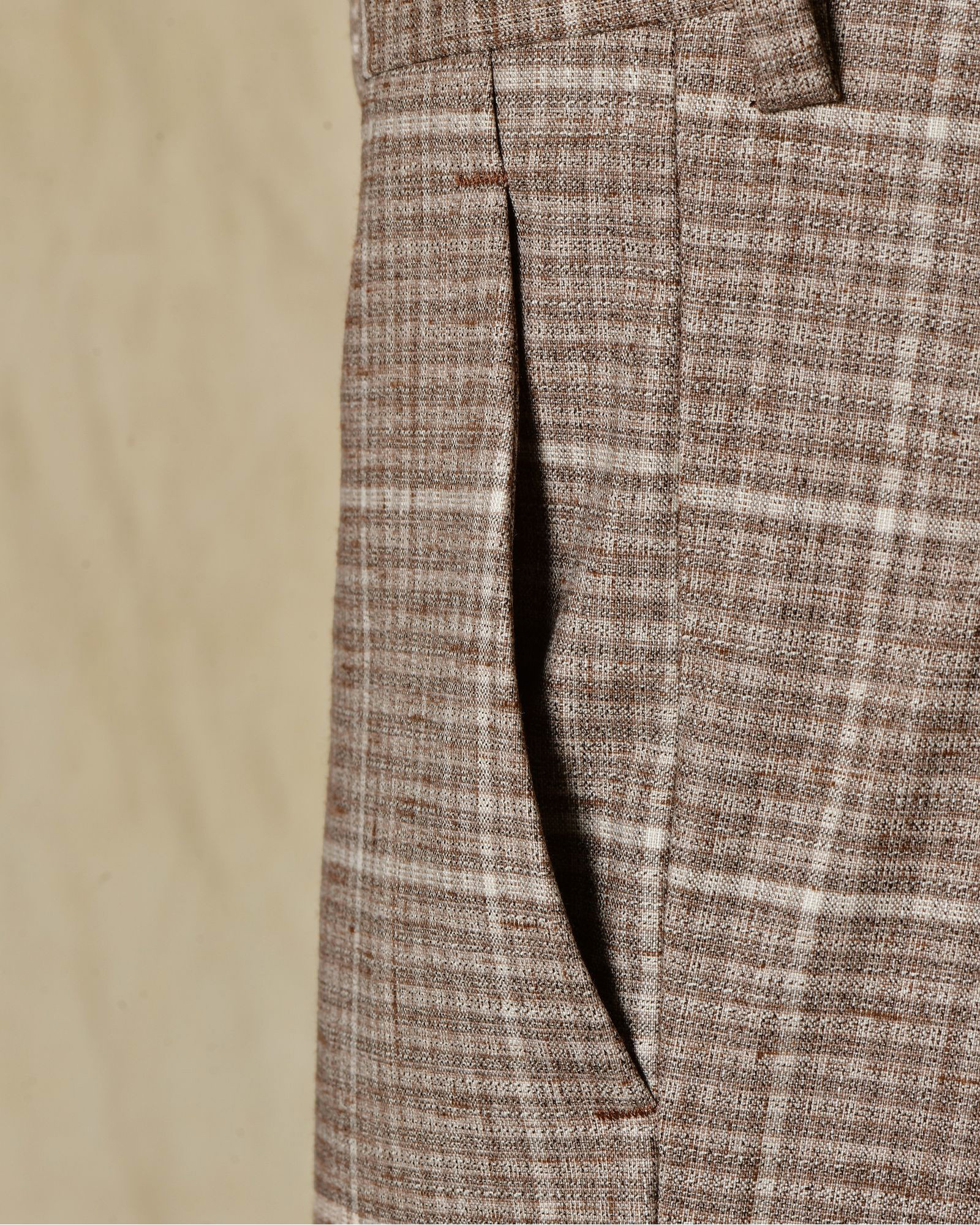 Costume à carreaux en laine beige RPL