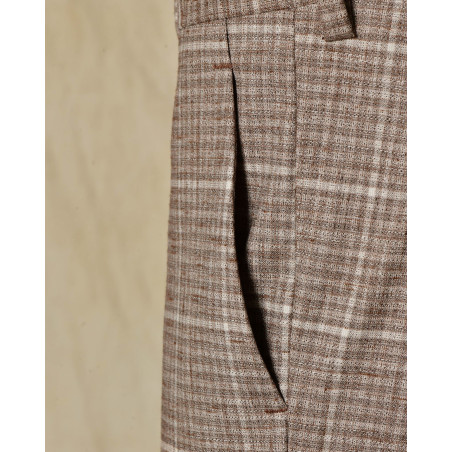 Costume à carreaux en laine beige RPL