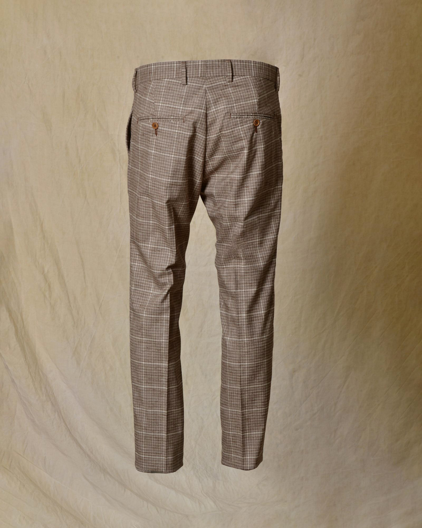 Costume à carreaux en laine beige RPL