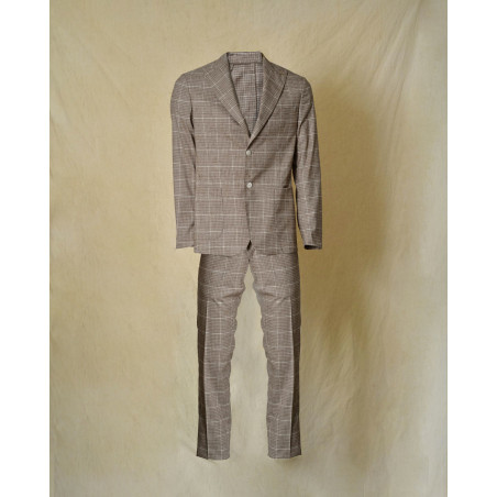 Costume à carreaux en laine beige RPL