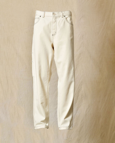 Jean en coton écru à surpiqûres contrastantes Ixos